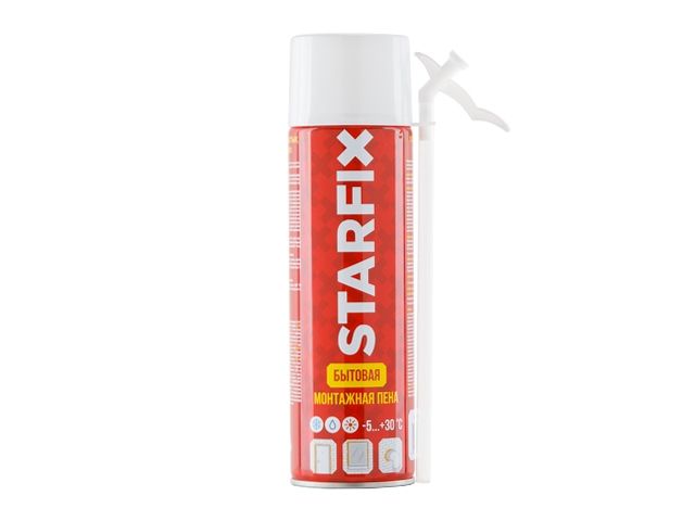 Купить Пена монтажная бытовая всесезонная STARFIX Straw Foam (500мл) (Выход пены до 20 литров) (STARFIX) (SM-66248-1)