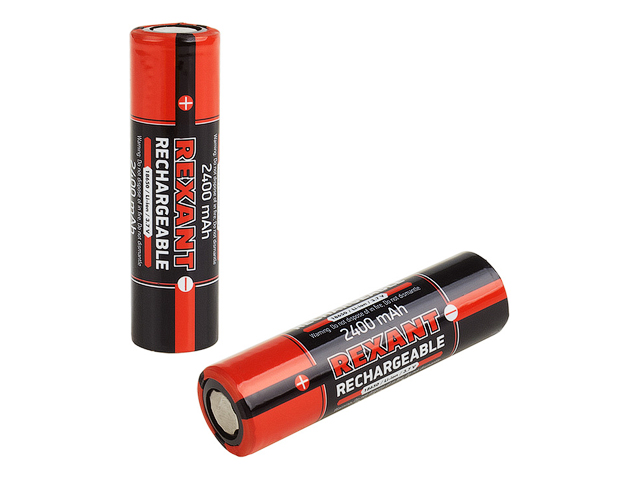 Купить Аккумулятор Rexant 18650 unprotected Li-ion 2400 mAH 3.7 В упак= 2 шт Блистер (REXANT) (30-2010-05)