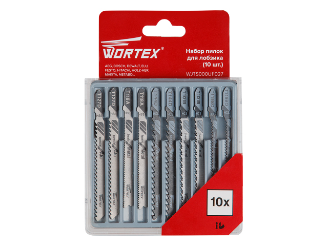 Купить Набор пилок для лобзика универсальный 10 шт. WORTEX (2 шт каждой: T118A, T119BO, T144D, T101B, T127D) (WORTEX) (WJTS000U11027)