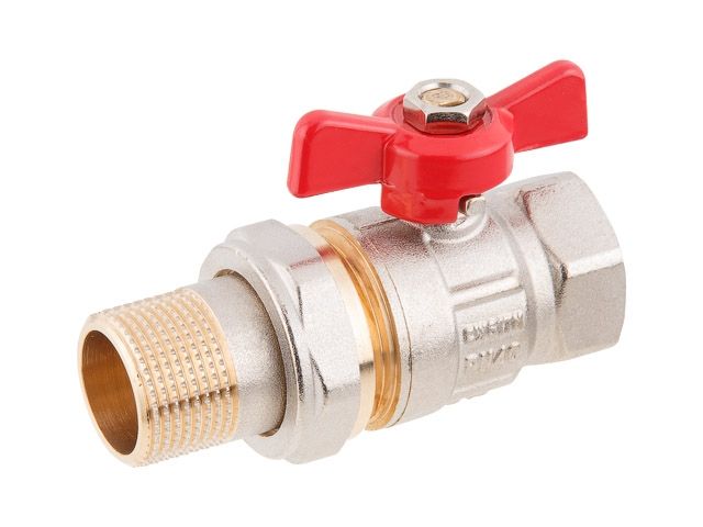 Купить Кран шаровый 3/4" нар.-вн. бабочка (со сгоном) PN40, AV Engineering (AV Engineering) (AVE094034)