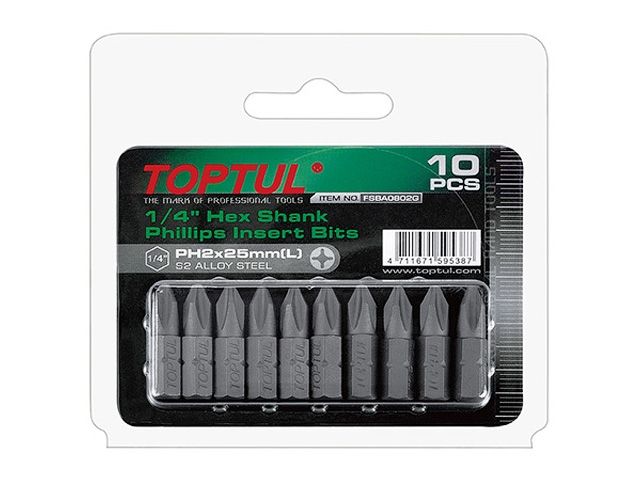 Купить Насадка крестообразная PH3 25мм 10шт блистер TOPTUL (TOPTUL) (FSBA0803G)
