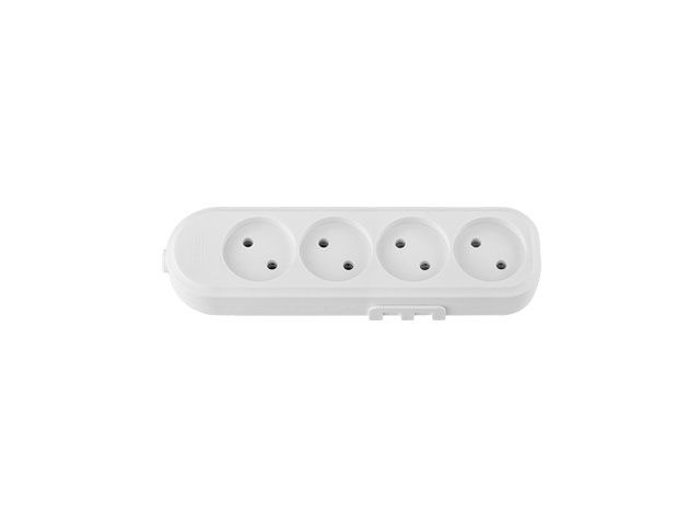 Купить Розетка 4-ая переносная (б/з, 16А, 250В, струезащ.) белая, BYLECTRICA (с креплением к стене) (BYLECTRICA) (Р16-9181)