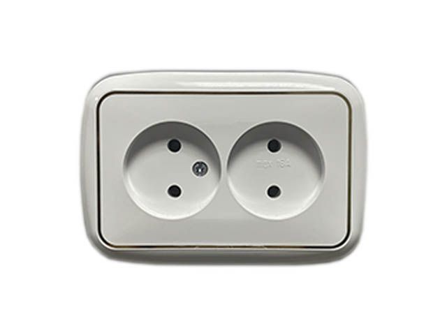 Купить Розетка 2-ая (скрытая, б/з) белая, Гармония Люкс, BYLECTRICA (BYLECTRICA) (РС16-262з)