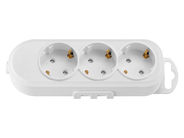 Купить Розетка 3-ая переносная (с/з, 16А, 250В, з/ш) белая, BYLECTRICA (с креплением к стене) (BYLECTRICA) (Р16-9166)