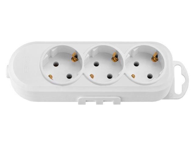 Купить Розетка 3-ая переносная (с/з, 16А, 250В) белая, BYLECTRICA (с креплением к стене) (BYLECTRICA) (Р16-9162)