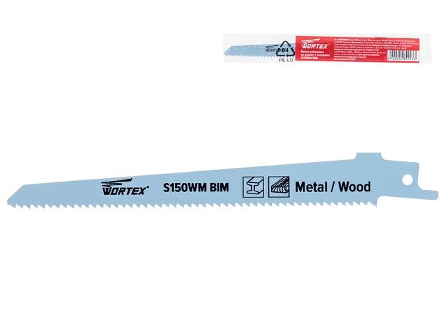 Купить Пилка сабельная по дереву с гвоздями S150WM (1 шт.) WORTEX быстрорежущая сталь, 150 мм длина (пропил прямой, тонкий, для базовых работ) (WORTEX) (SSB1510B0018)