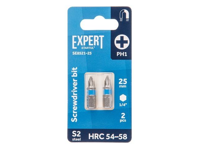 Купить Насадка крестообразная PH1 25мм 2шт EXPERT STARTUL (SE8521-25) (бита Phillips магнитная) (STARTUL)