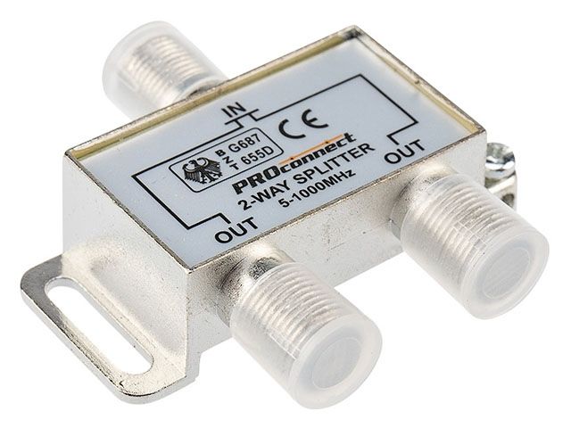 Купить Делитель ТВ х 2 под F разъём 5-1000 МГц PROCONNECT (REXANT) (05-6021)
