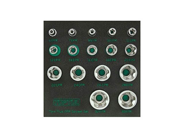 Купить Набор головок 1/4", 3/8", 1/2" 6EPR-32EPR 16предм. TOPTUL (GABF1601) (TOPTUL)