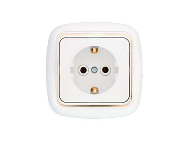 Купить Розетка 1-ая (скрытая, с/з) белая, Гармония Люкс, Bylectrica (BYLECTRICA) (РС16-256з)