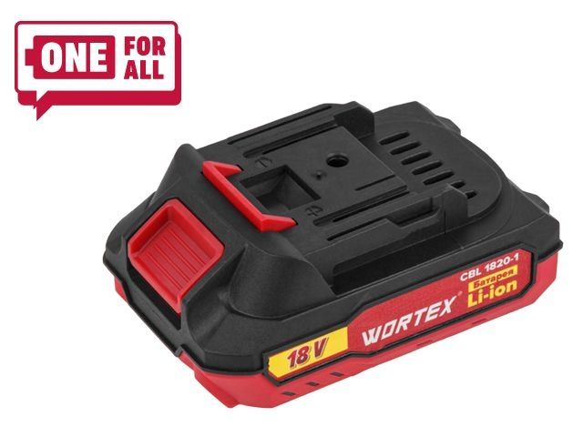 Купить Аккумулятор WORTEX CBL 1820-1 18.0 В, 2.0 А*ч, Li-Ion ALL1 (18.0 В, 2.0 А*ч, индикатор заряда, обрезиненный корпус) (WORTEX) (0329193)