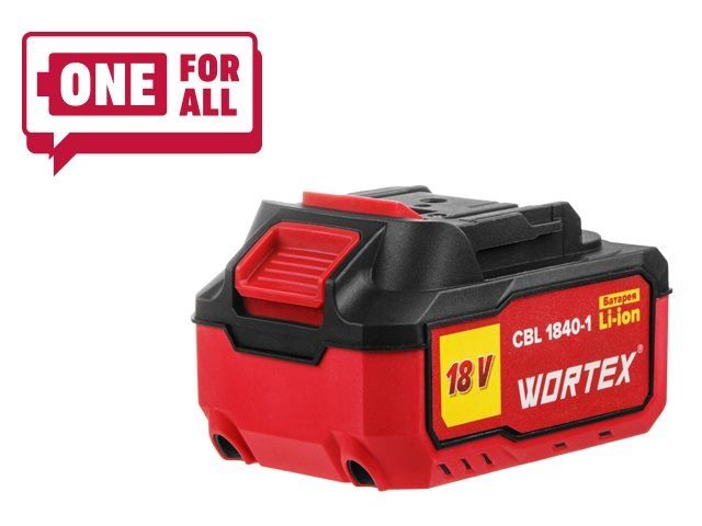 Купить Аккумулятор WORTEX CBL 1840-1 18.0 В, 4.0 А*ч, Li-Ion ALL1 (18.0 В, 4.0 А*ч, индикатор заряда, обрезиненный корпус) (WORTEX) (0329187)