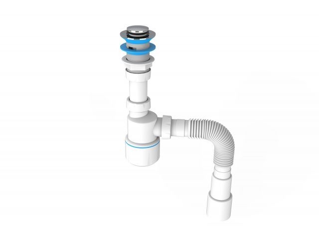 Купить Сифон для умывальника, click-clack, гайка 32 мм, с гибк. труб. 1 1/4"- 40/50мм, AV Engineering (AV Engineering) (AVE129747)
