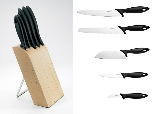Купить Набор ножей 5 шт. с деревянным блоком Essential Fiskars (FISKARS) (1023782)
