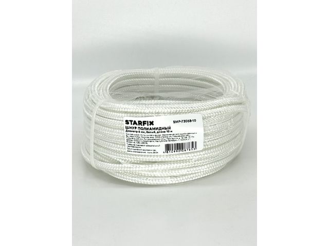 Купить Шнур полиамидный 6 мм белый моток 10 м STARFIX (STARFIX) (SMP-73068-10)