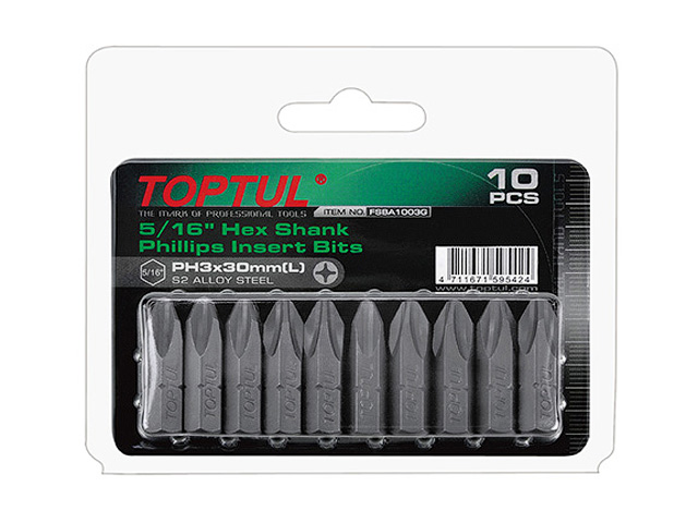 Купить Насадка крестообразная PH3 30мм 5/16'' 10шт блистер TOPTUL (TOPTUL) (FSBA1003G)