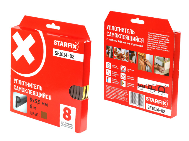 Купить Уплотнитель "P" коричневый 9х5,5мм 6м (сдвоенный профиль 2х3м) STARFIX (STARFIX) (SF1014-02)