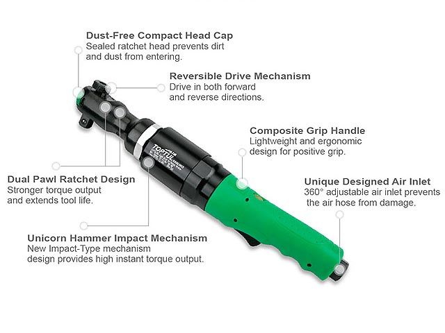 Купить Пневмогайковерт-трещотка 1/2"163N/m SUPER DUTY TOPTUL (TOPTUL) (KAAL1612)