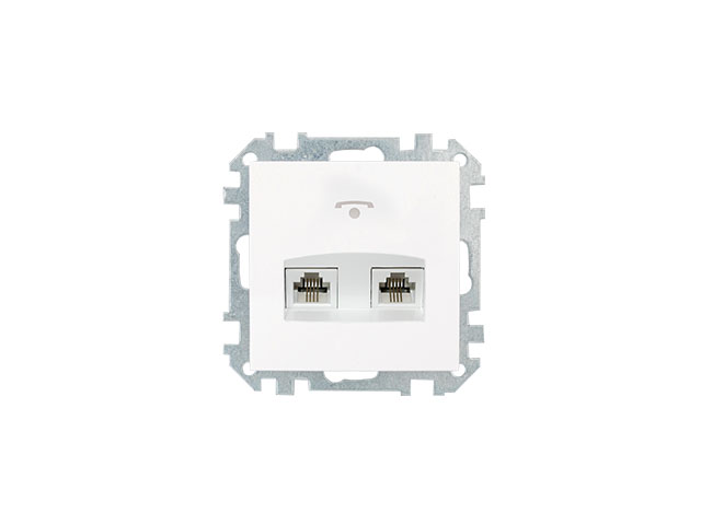 Купить Розетка 2-ая телефонная (скрытая) белая, Стиль, Bylectrica (BYLECTRICA) (ТР24-051)