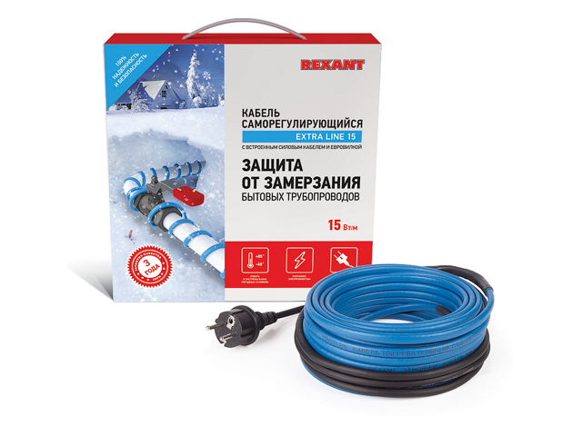 Купить Греющий саморегулир. кабель на трубу 15MSR-PB 8M (8м/120Вт) (комплект) REXANT (REXANT) (51-0619)